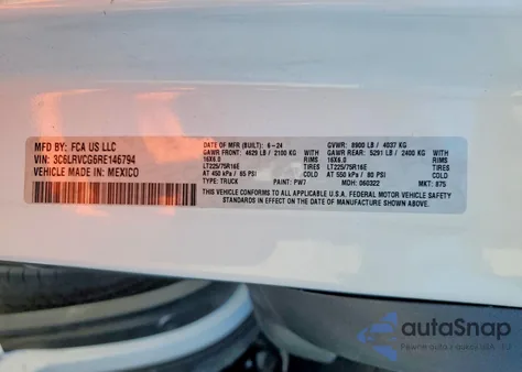 2024 Ram Promaster 2500 2500 High z USA, uszkodzony, nr VIN 3C6LRVCG6RE146794